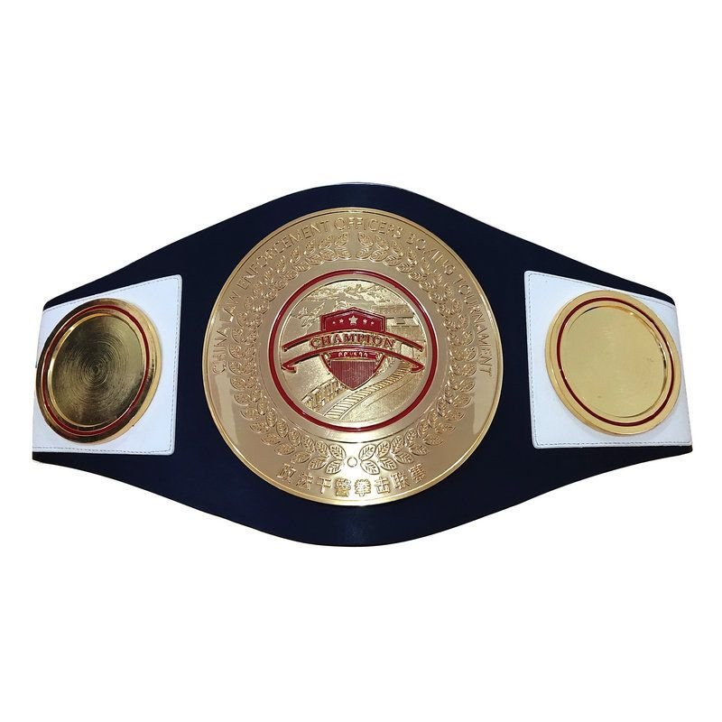 Minimalist Classic Championship Belt – Black Strap & Gold Plated Plates - Image 2