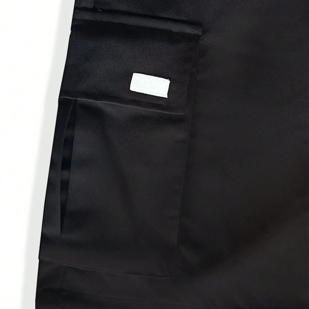 Tactical Black Cargo Shorts with Drawstring Hem and Utility Pockets - Image 3