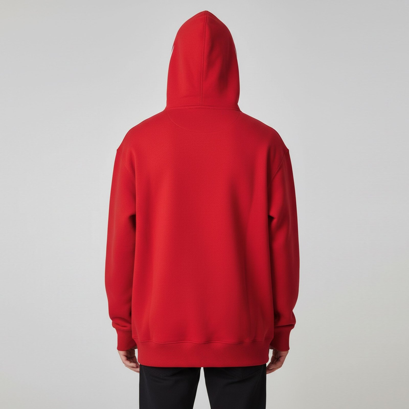 Aggressive Red Full-Zip Hoodie with White Shark Teeth Hood Design - Image 3