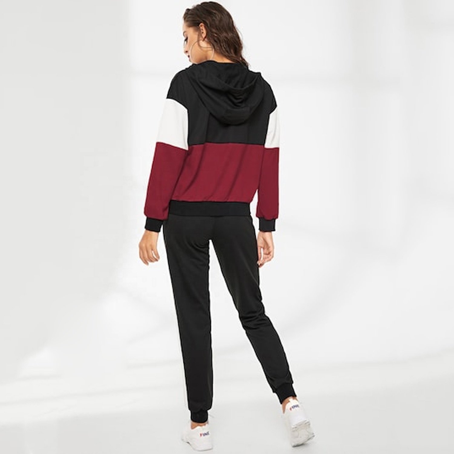 Vibrant Ombre Sunset Track Set – Studded Orange & Yellow Zip-Up Hoodie - Image 2