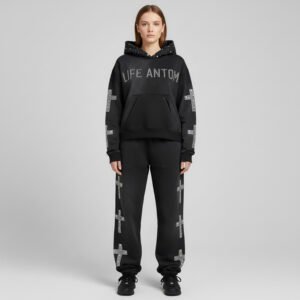 Oversized Star Graphic Track Suit – Sage Green Hoodie and Jogger Set