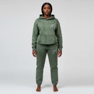 Heavy Rhinestone Cross Studded Track Suit – Black Oversized Set