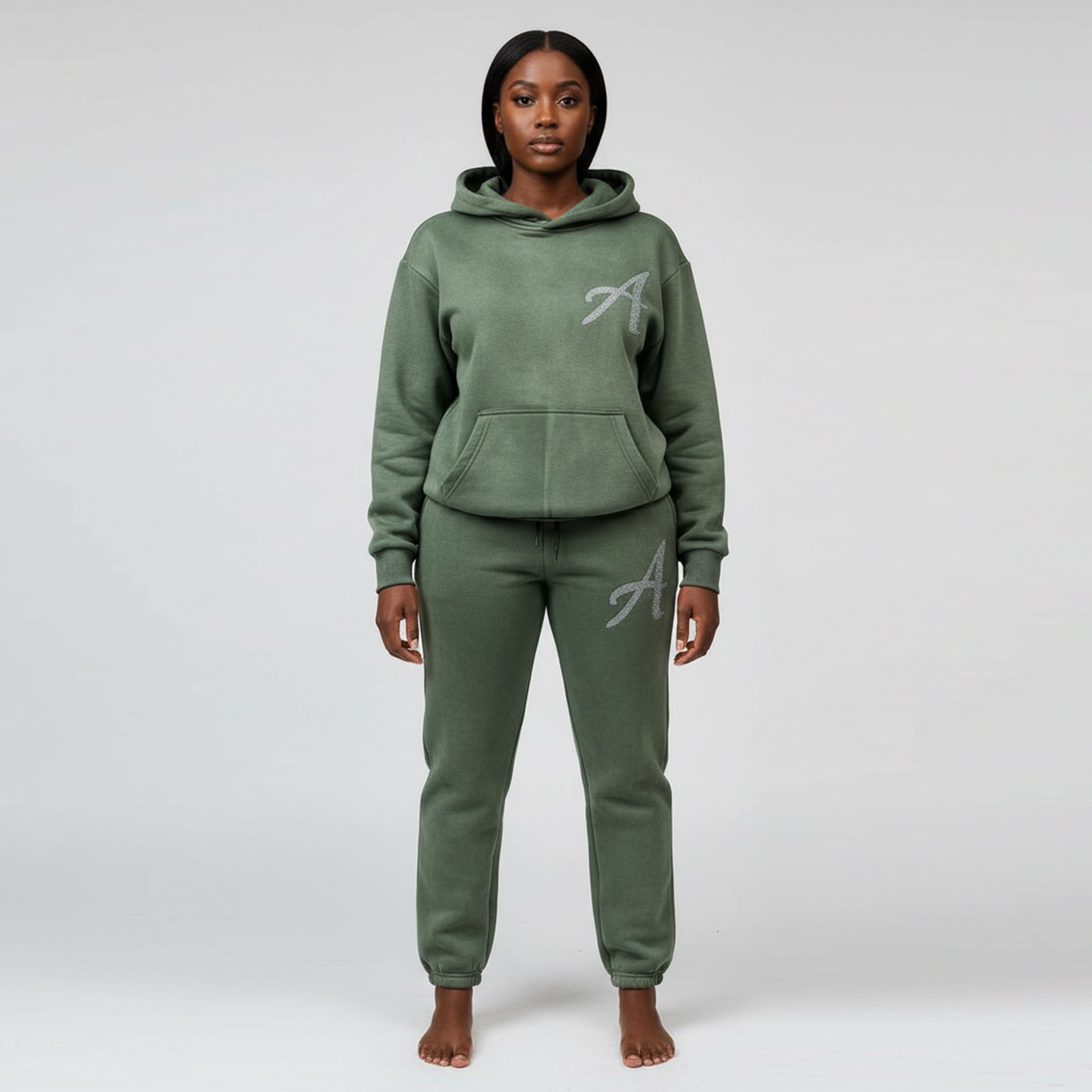 Heavy Rhinestone Cross Studded Track Suit – Black Oversized Set