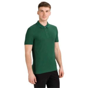 Classic Forest Green Short-Sleeve Polo Shirt – Soft Piqué Knit Cotton