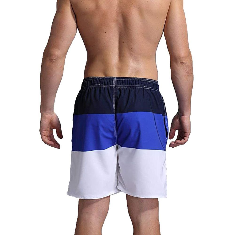 Vibrant Tri-Colour Block Quick-Dry Swim Shorts with Drawstring Waist - Image 2