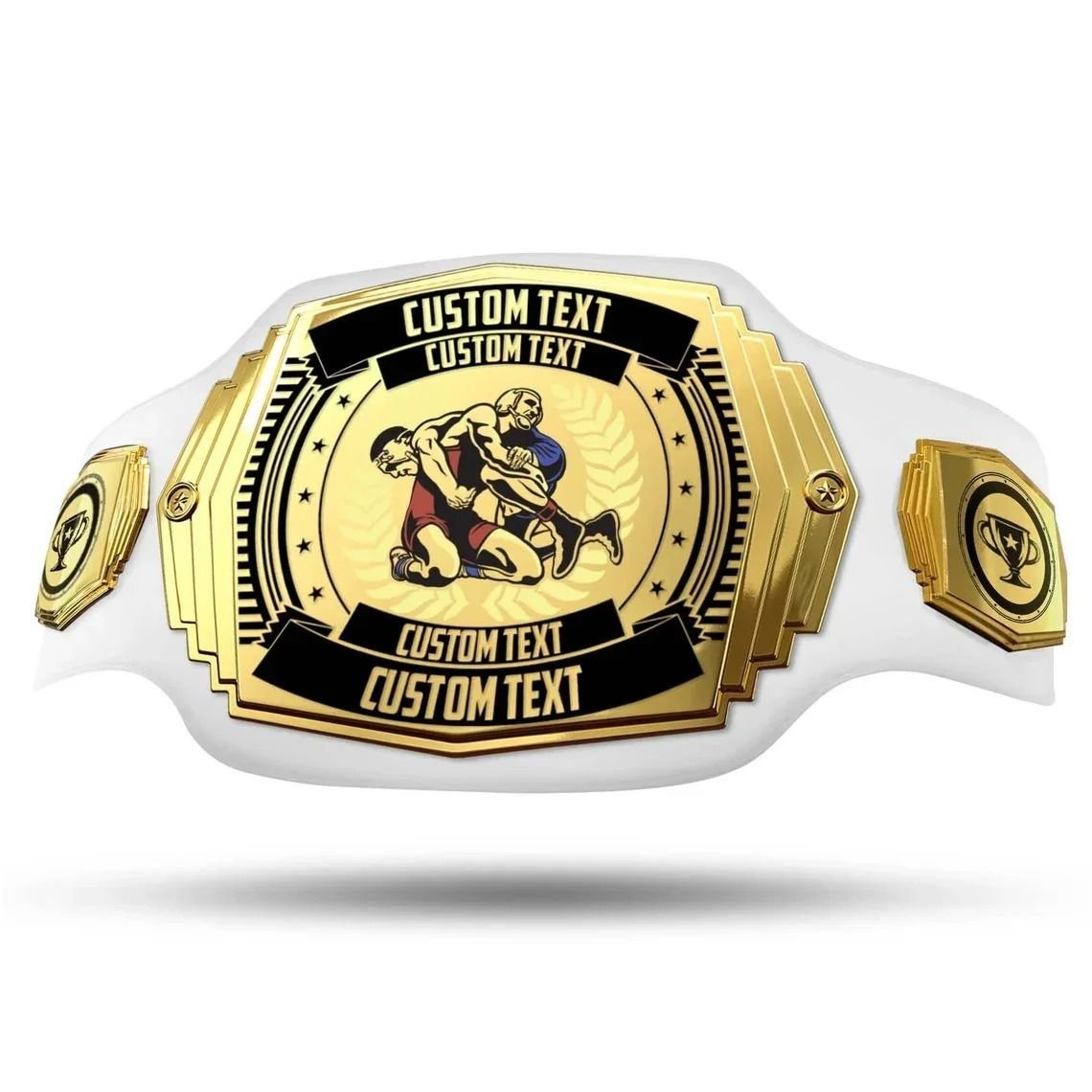 Fully Customizable Championship Belt with Triple Oval Plates – Black Strap - Image 2