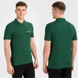 Classic Forest Green Short-Sleeve Polo Shirt – Soft Piqué Knit Cotton