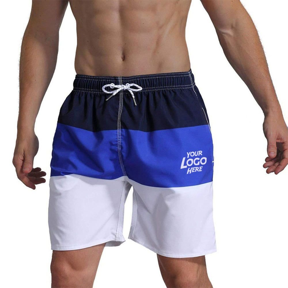 Vibrant Tri-Colour Block Quick-Dry Swim Shorts with Drawstring Waist