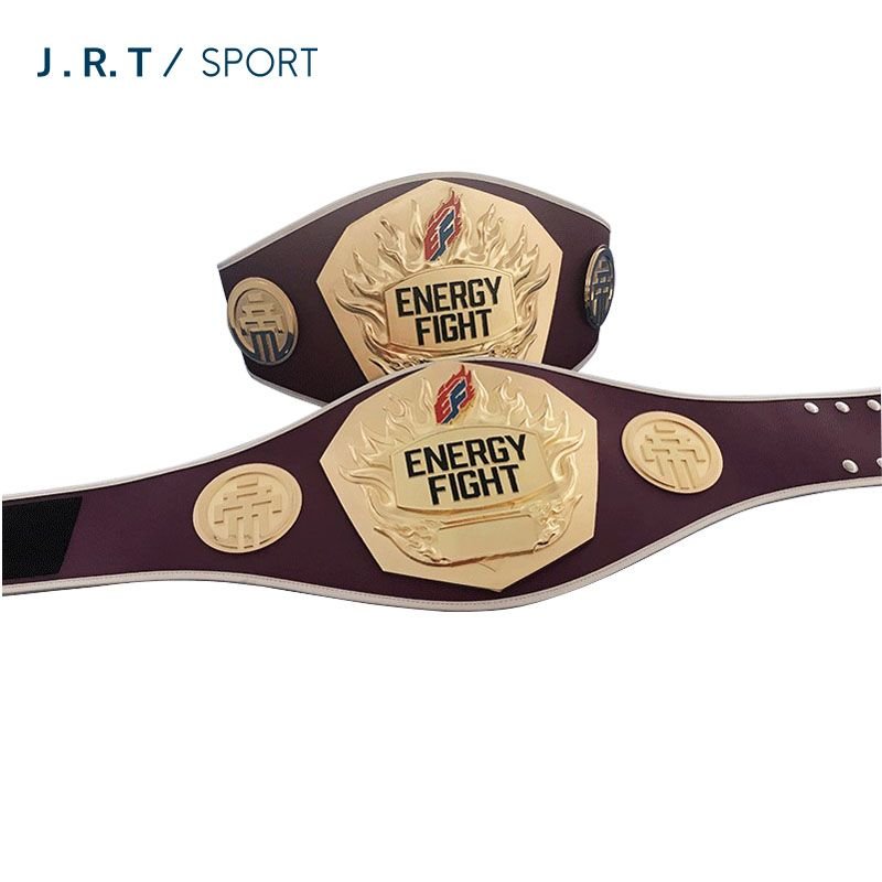 'ENERGY FIGHT' Professional Championship Belt – Maroon Strap with Custom Logo - Image 2