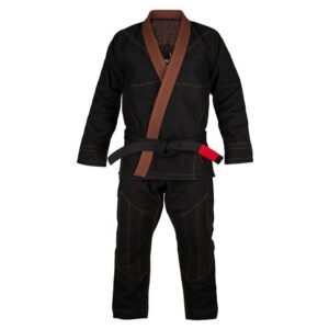 Classic Black/Navy BJJ Gi with Contrast Brown Trim & Stitching