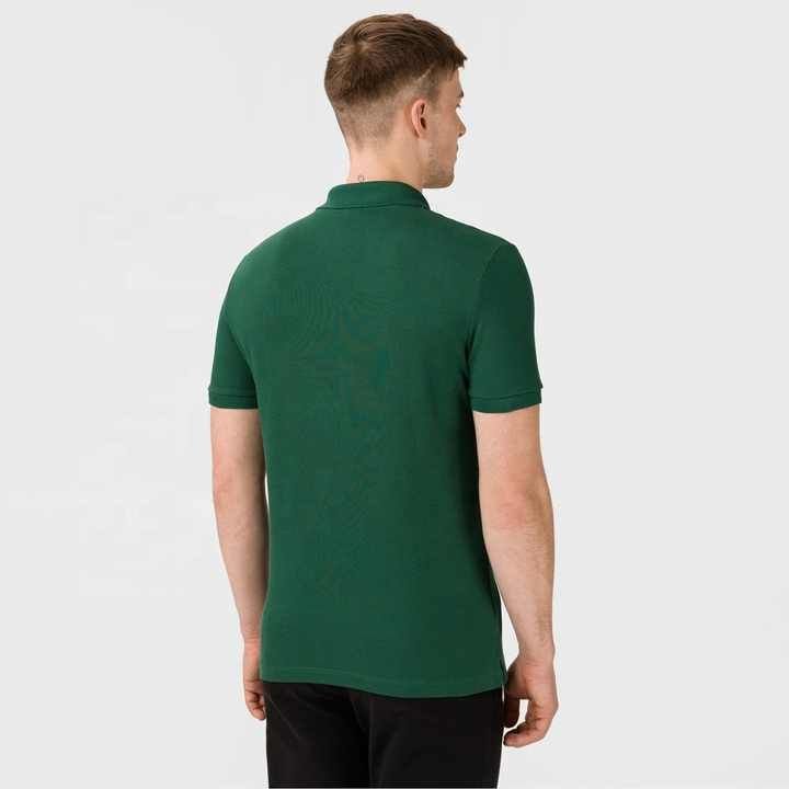 Classic Forest Green Short-Sleeve Polo Shirt – Soft Piqué Knit Cotton - Image 2