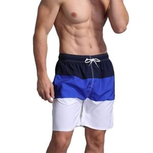 Vibrant Tri-Colour Block Quick-Dry Swim Shorts with Drawstring Waist
