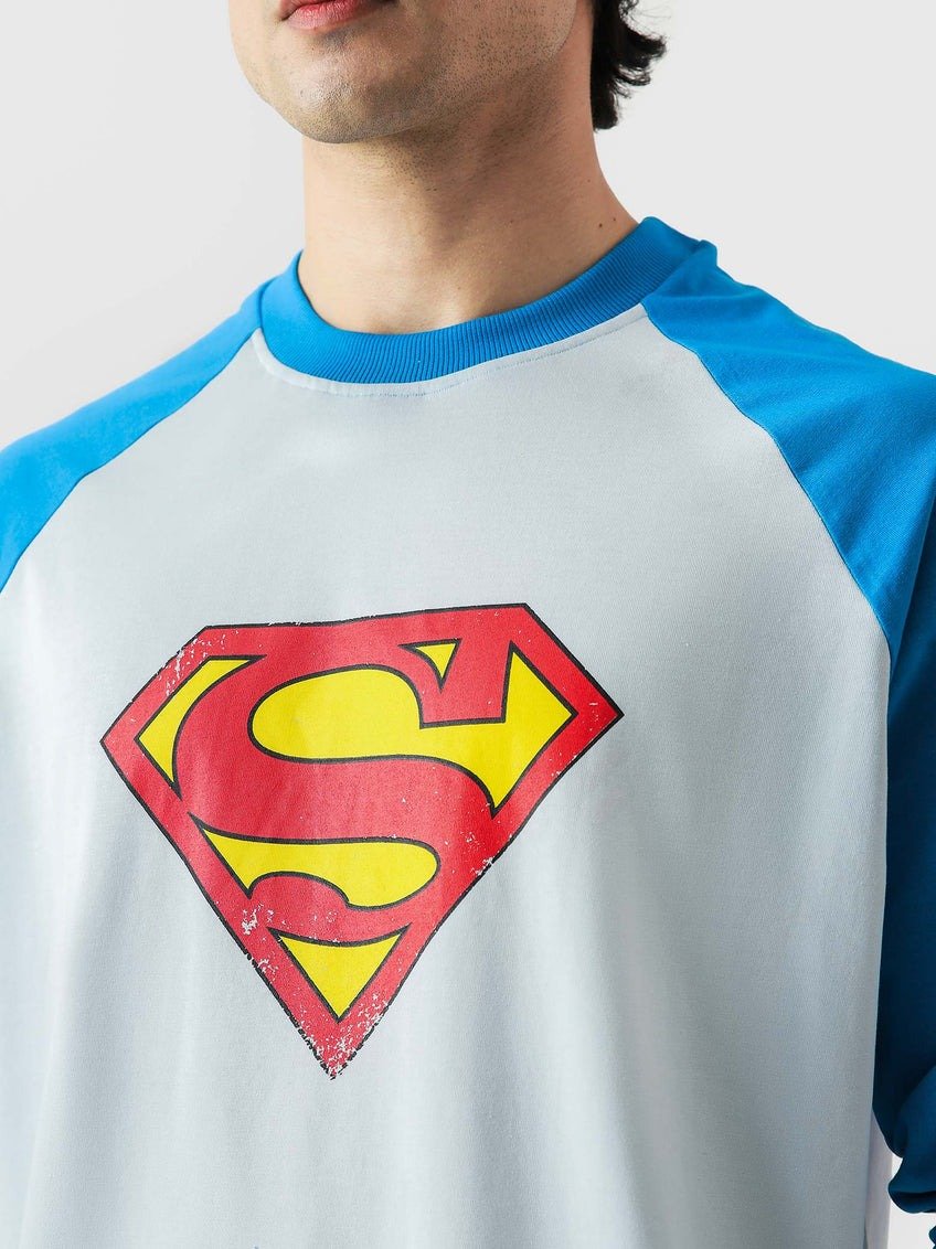 Loose Fit DC Comics Superman Baseball Tee – Three-Quarter Sleeve Drop Shirt - Image 3