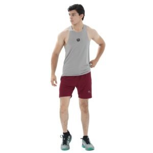 Lightweight Gym Racerback Tank Top and Maroon Performance Training Shorts Set