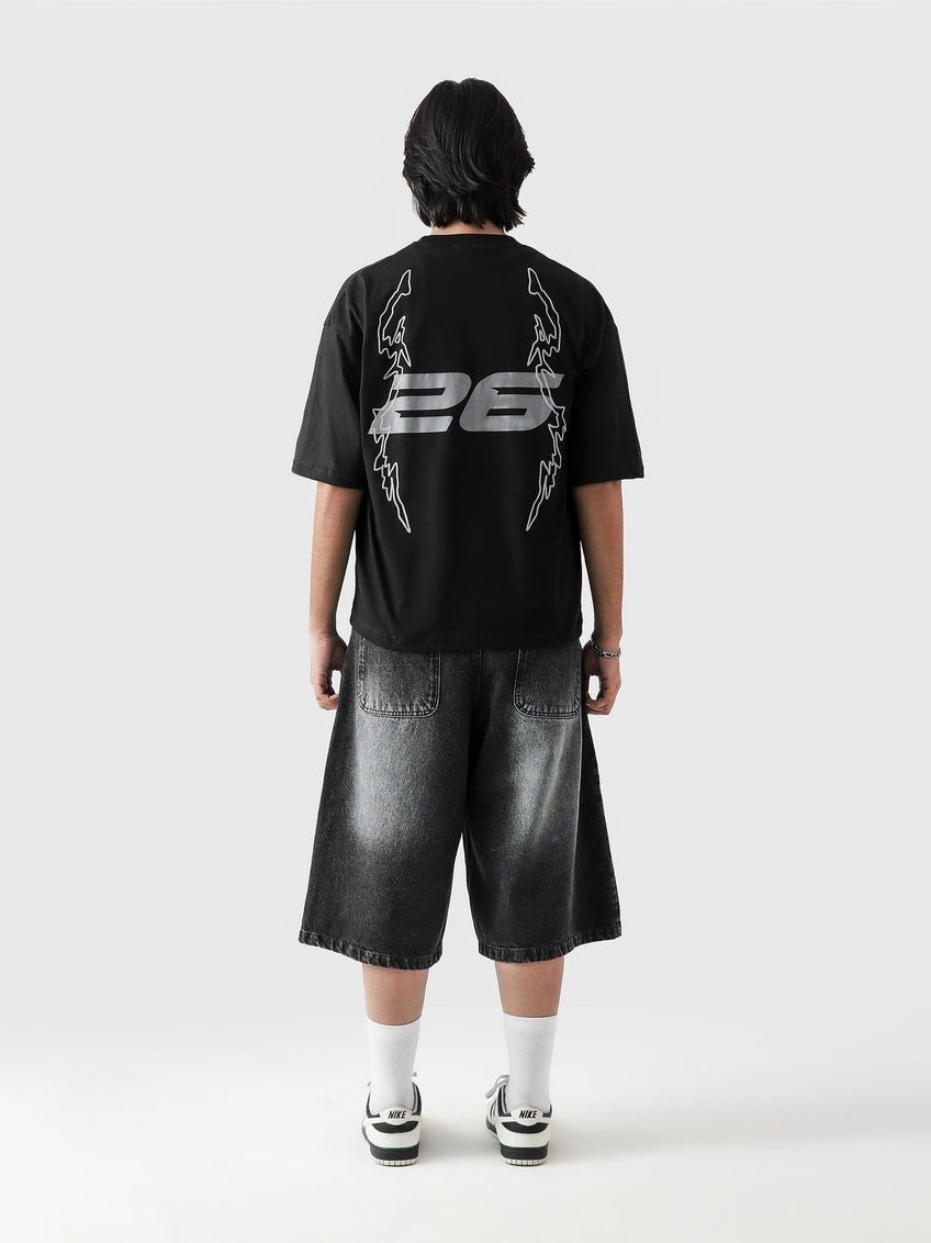 Edgy Black 'Young and Turnt' Graphic Drop Shoulder T-Shirt – Boxy Fit Streetwear - Image 3