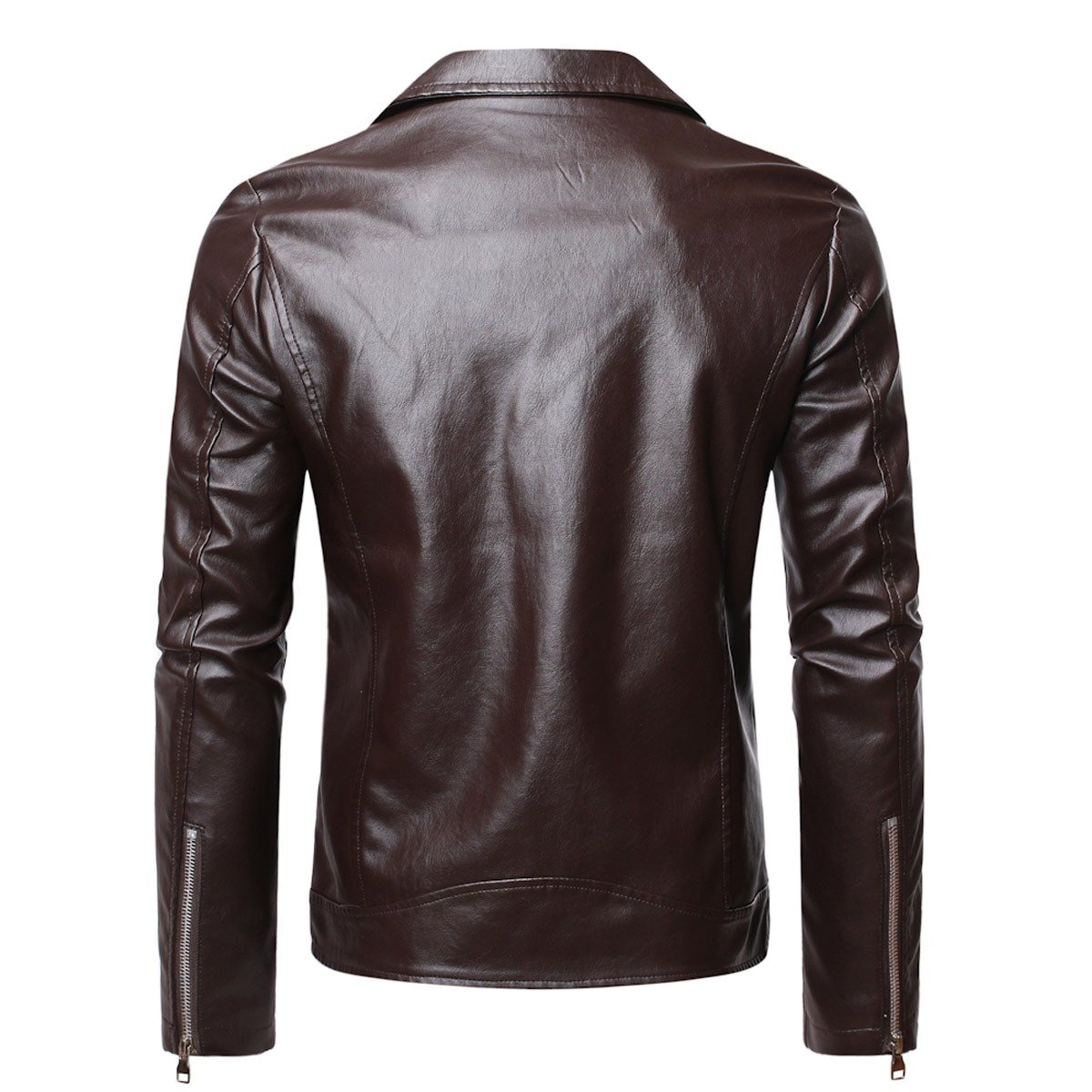 Classic Black Biker Jacket with Quilted Shoulder Panels and Stud Accents - Image 3