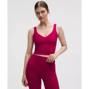 Vibrant Deep Fuchsia V-Neck Cropped Sports Tank – Sculpting Activewear