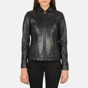 Timeless Women's Black Leather Biker Jacket – Tailored Fit