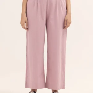 Elegant High-Waist Wide Leg Trousers – Pleated Light Pink Fabric