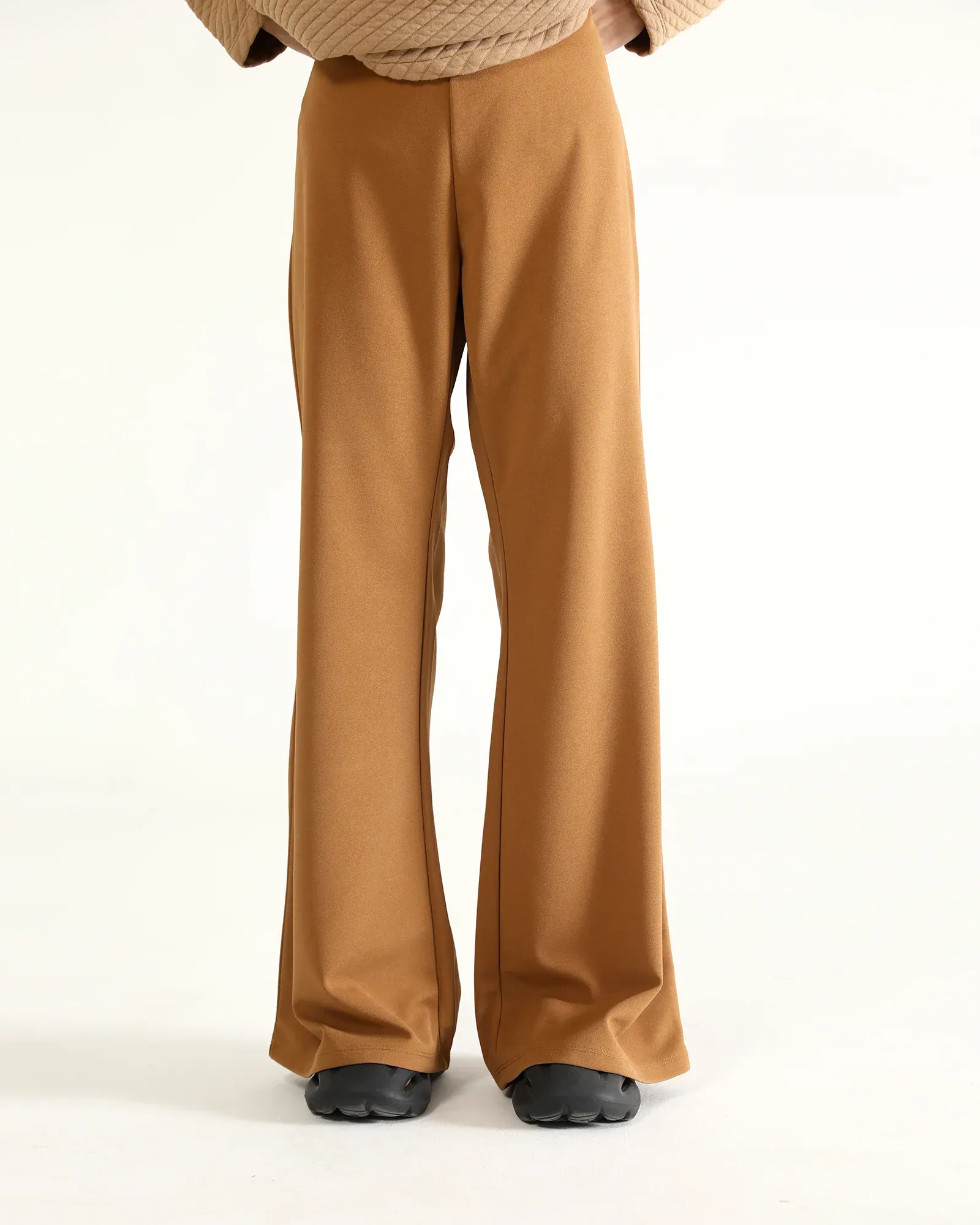 Fluid Camel Brown Wide Leg Trousers – Effortlessly Tailored High-Rise
