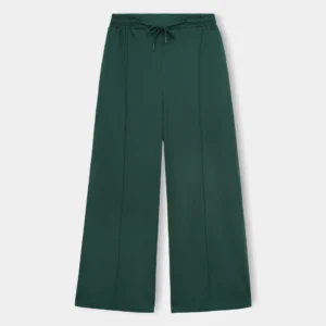 Relaxed Drawstring Wide Leg Trousers – Deep Forest Green