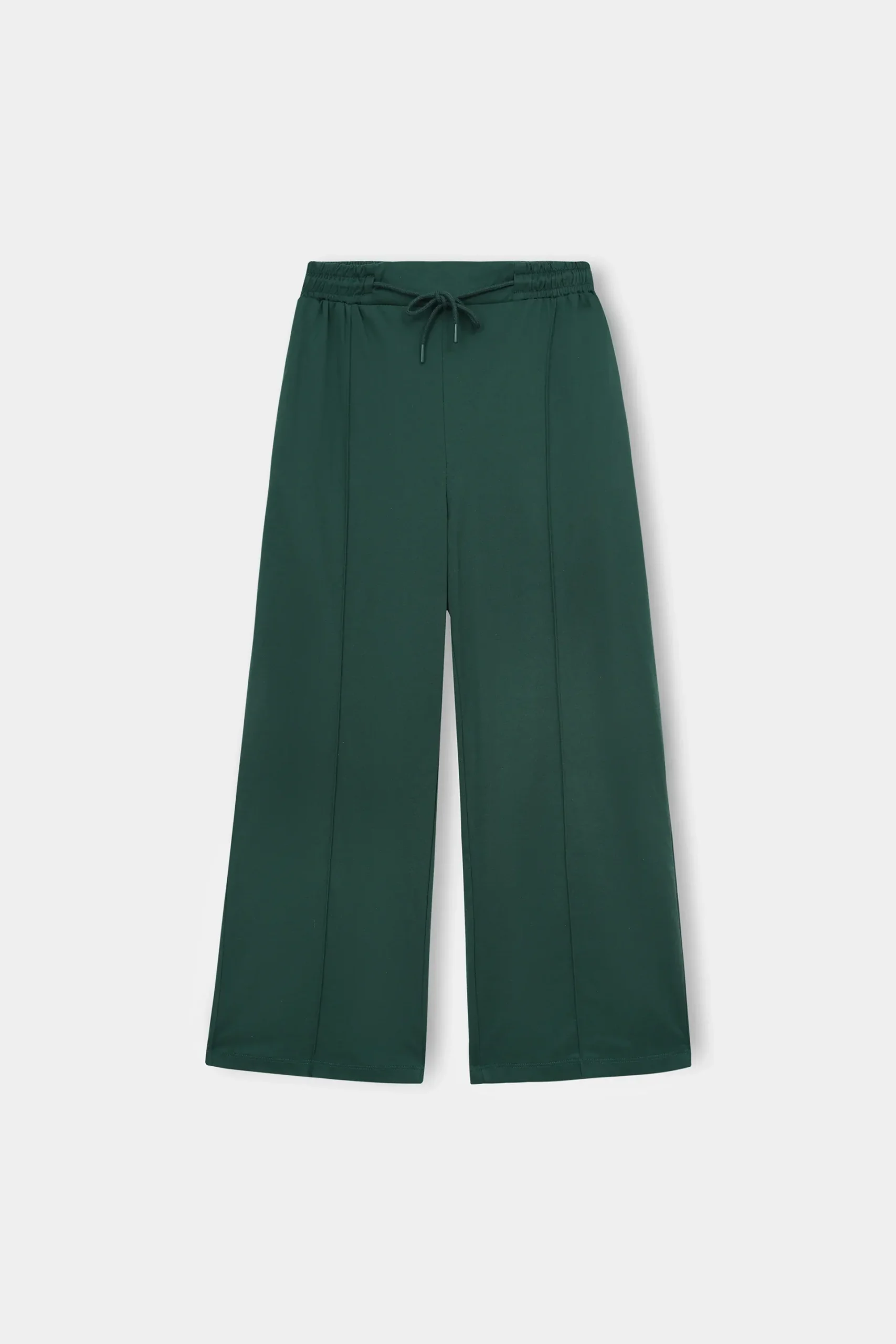 Relaxed Drawstring Wide Leg Trousers – Deep Forest Green