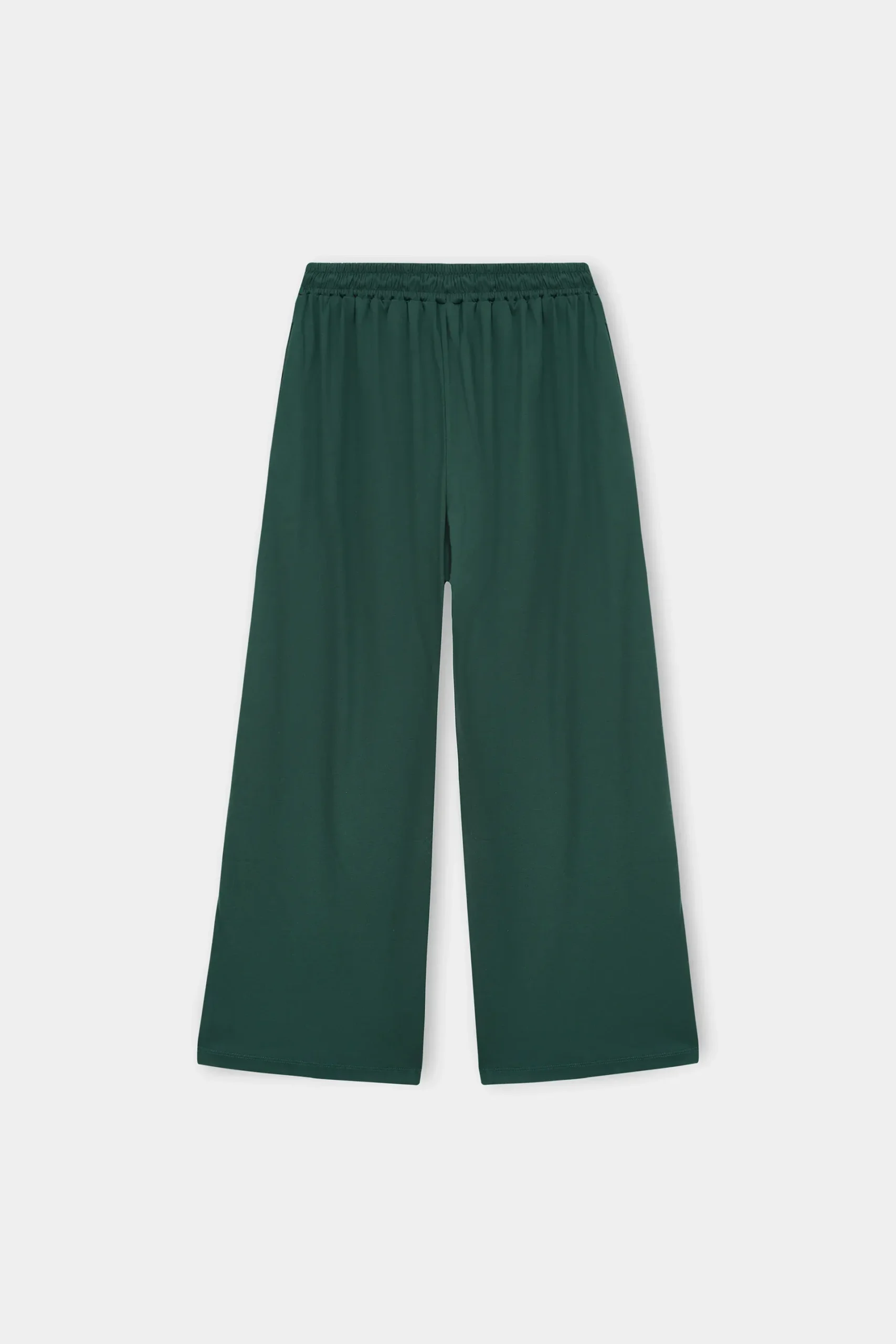 Relaxed Drawstring Wide Leg Trousers – Deep Forest Green - Image 2