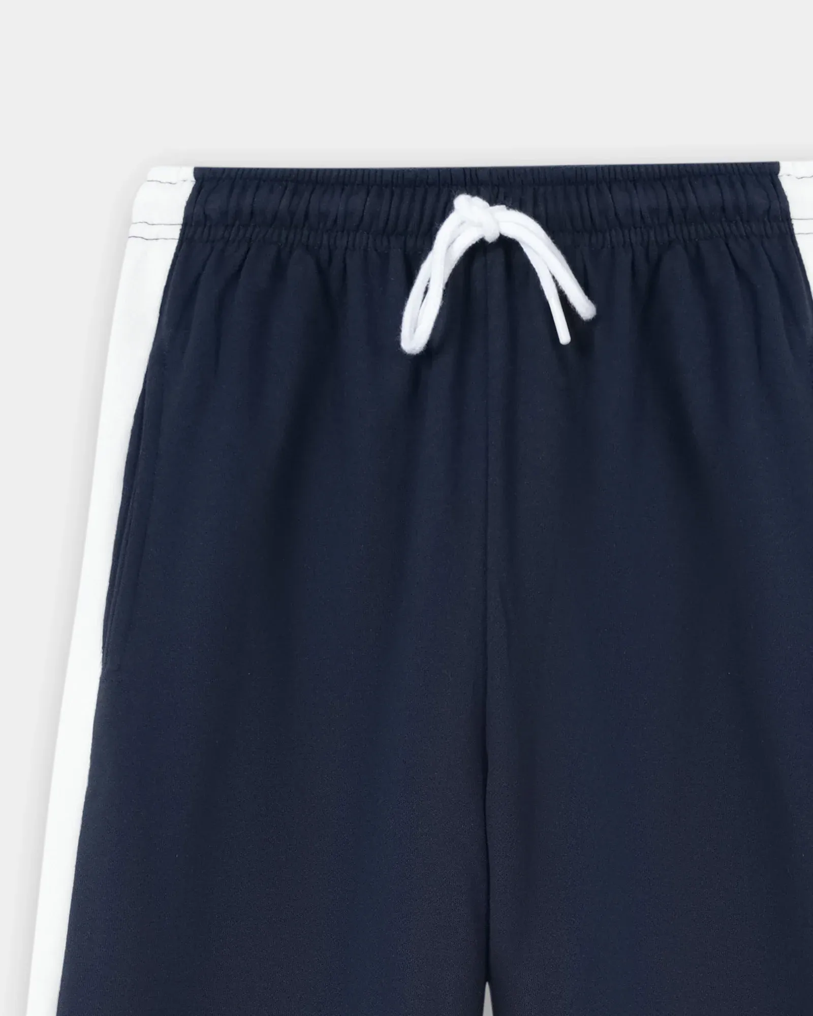 Athleisure Navy Blue Wide Leg Trousers – Contrast White Side Stripe - Image 3