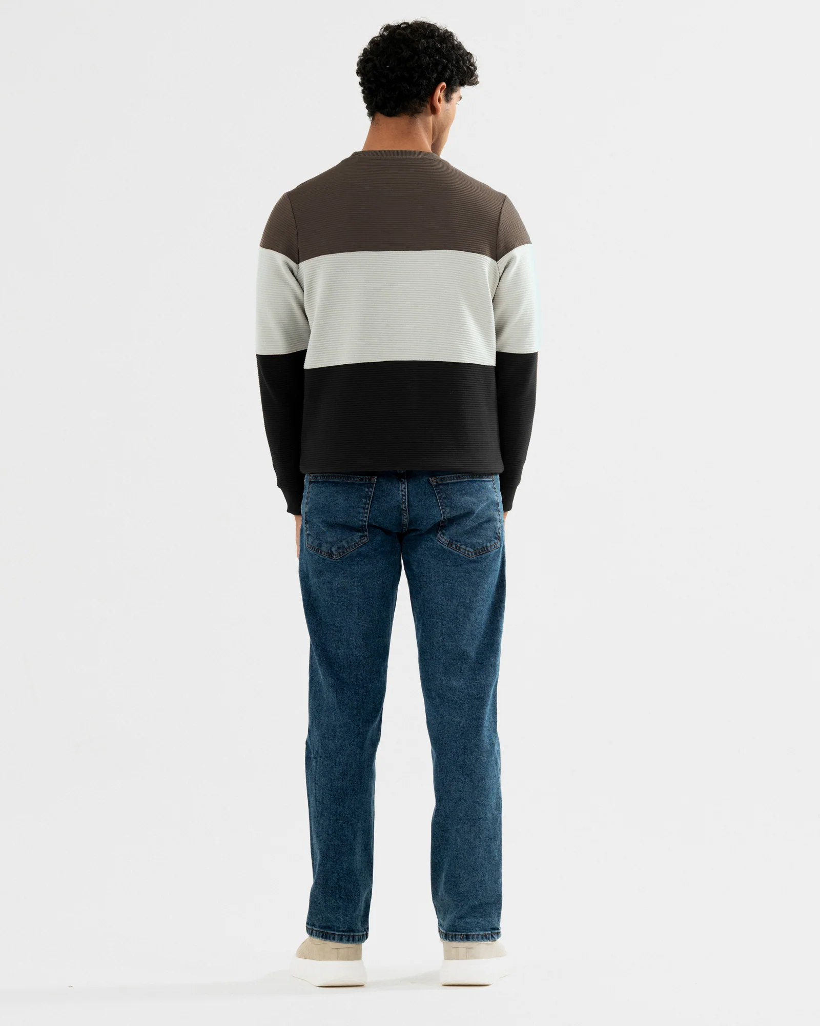 Men's Textured Tri-Colour Block Sweatshirt - Image 4
