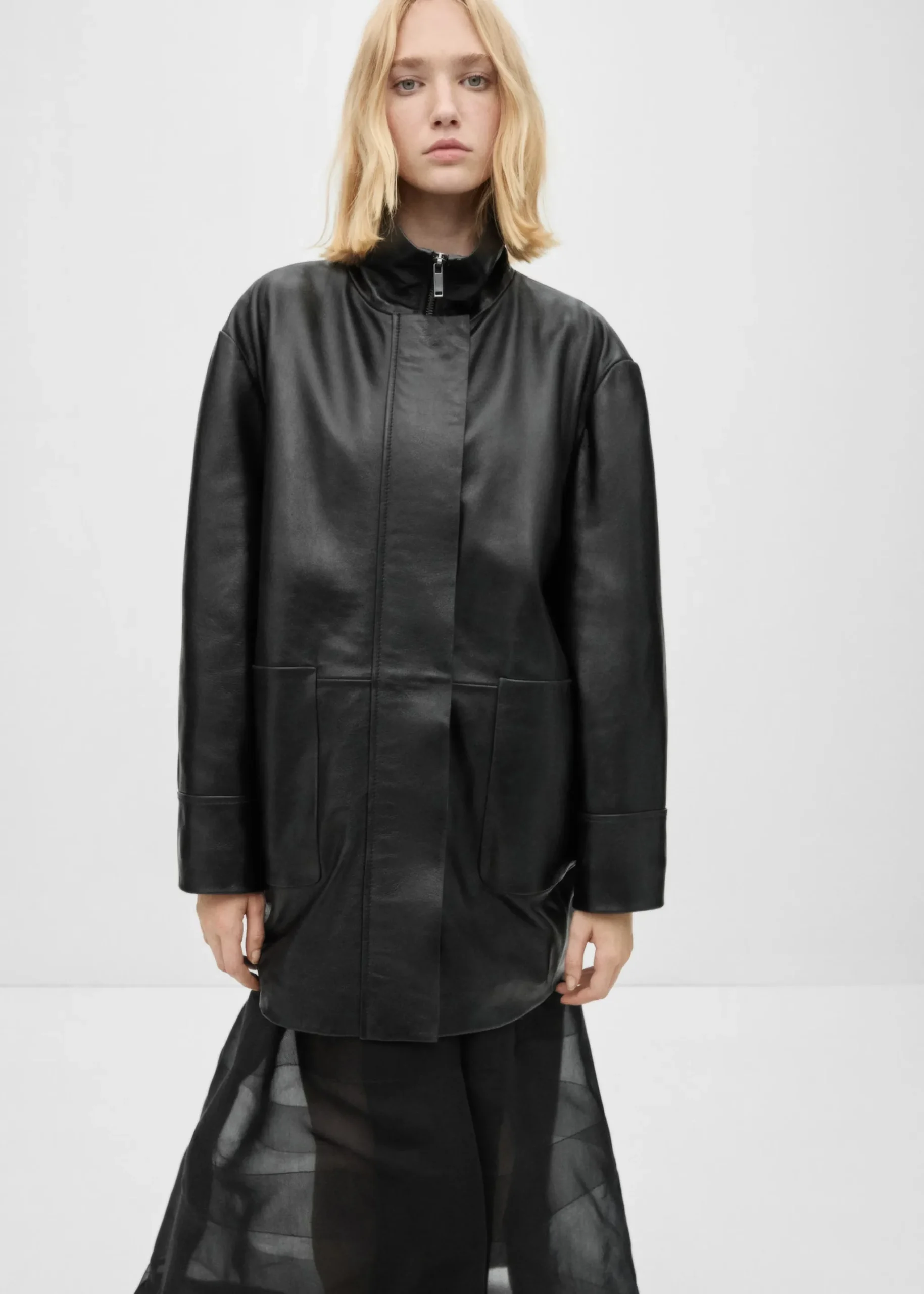 Aggressive Red Faux Leather Hooded Racer Jacket – Contrast Stitching