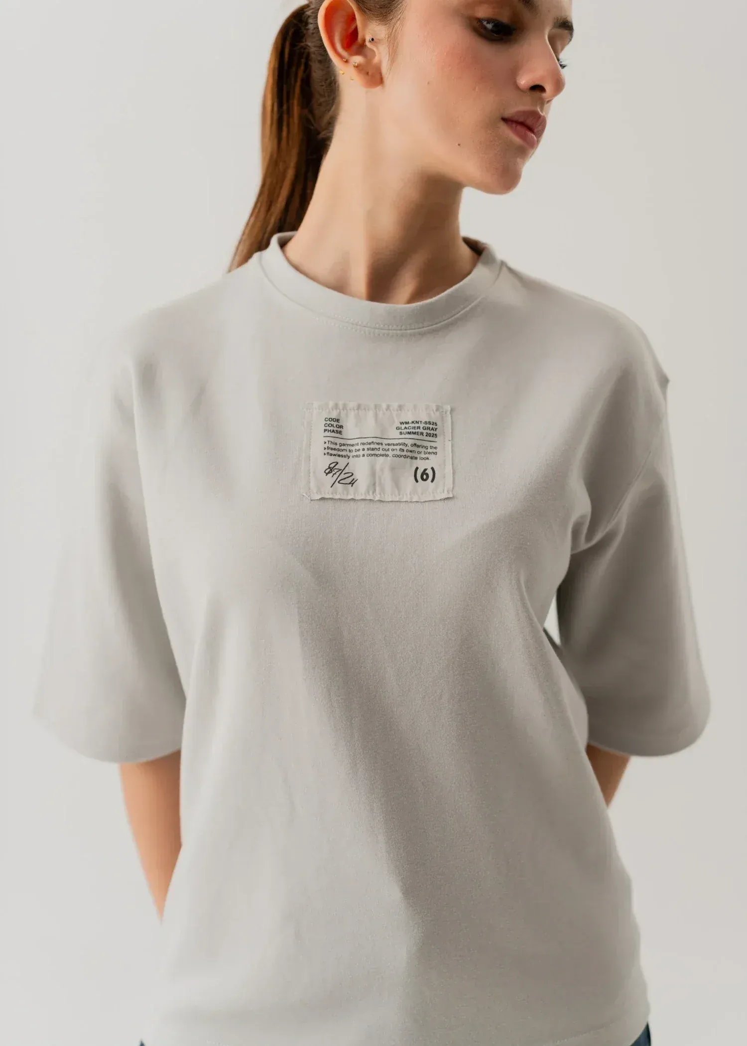 Minimalist Textured Knit Drop Shoulder T-Shirt – Crisp Ecru White