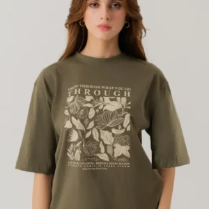 Minimalist Oversized Drop Shoulder T-Shirt – Light Grey with Contrast Fabric Patch