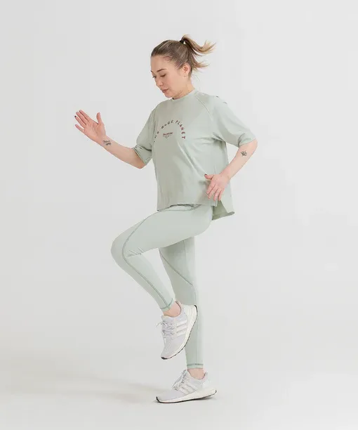 Sculpting Sage Green High-Rise Leggings – Accentuated Contrast Stitching - Image 2