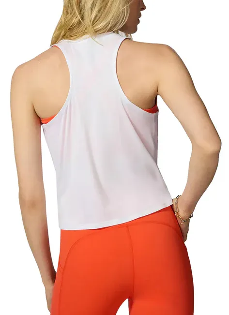 Boxy Cropped Mesh Panel Tank Top – Lightweight Performance White - Image 2