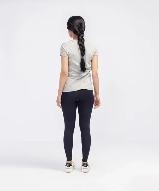 Classic Navy & White Contrast Panel High-Waist Athletic Leggings - Image 2